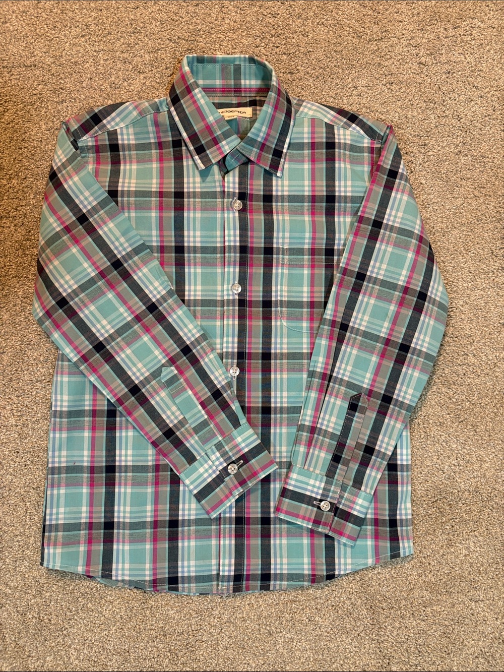 Classic Plaid Button-Up Shirt in Teal and Black